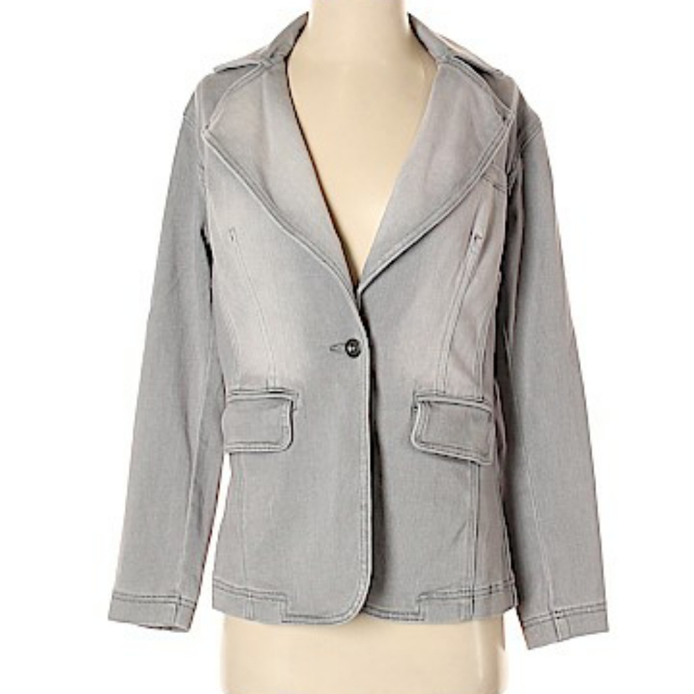 Gray denim jacket Dg^2 By Diane Gilman Blazer